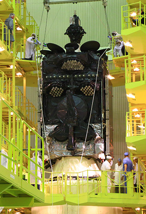 GX3 latched on top of the fourth stage of the Proton-M launcher