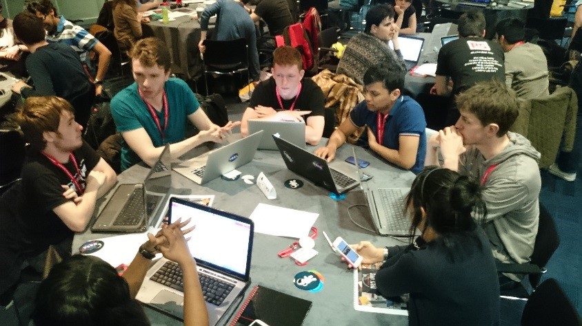 Developers taking part in the London Space Apps challenge at Inmarsat's world headquarters