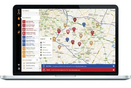 StaySafe application shown on a laptop screen