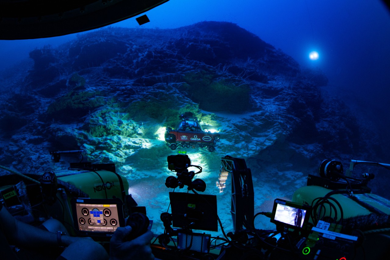A view from inside the submarine carrying out the Nekton mission.