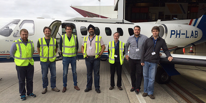 Team members from Inmarsat, the European Space Agency (ESA) and Honeywell during recent test flights for the Iris Precursor air traffic modernisation project.