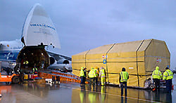 GX2 being unloaded from its Antonov transport aircraft