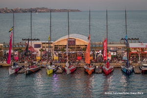 Volvo Ocean Race boats at the start of the first leg