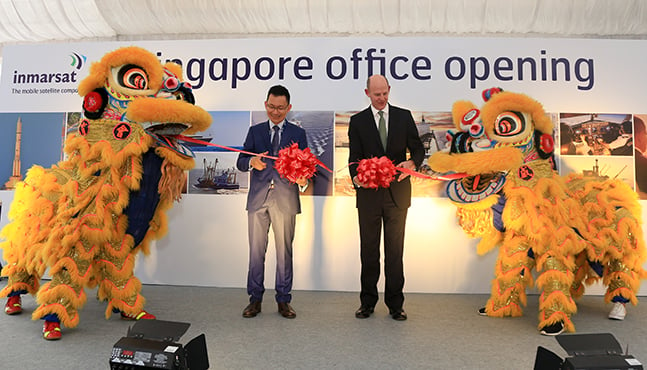 Ribbon cutting ceremony at the opening of Inmarsat's Singapore office