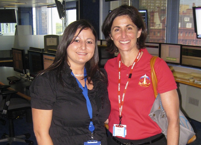 Daniela (left) with American engineer and retired NASA astronaut Nicole Stott, in the SCC