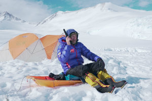 Sir Ranulph Fiennes using IsatPhone 2 on his Vinson expedition