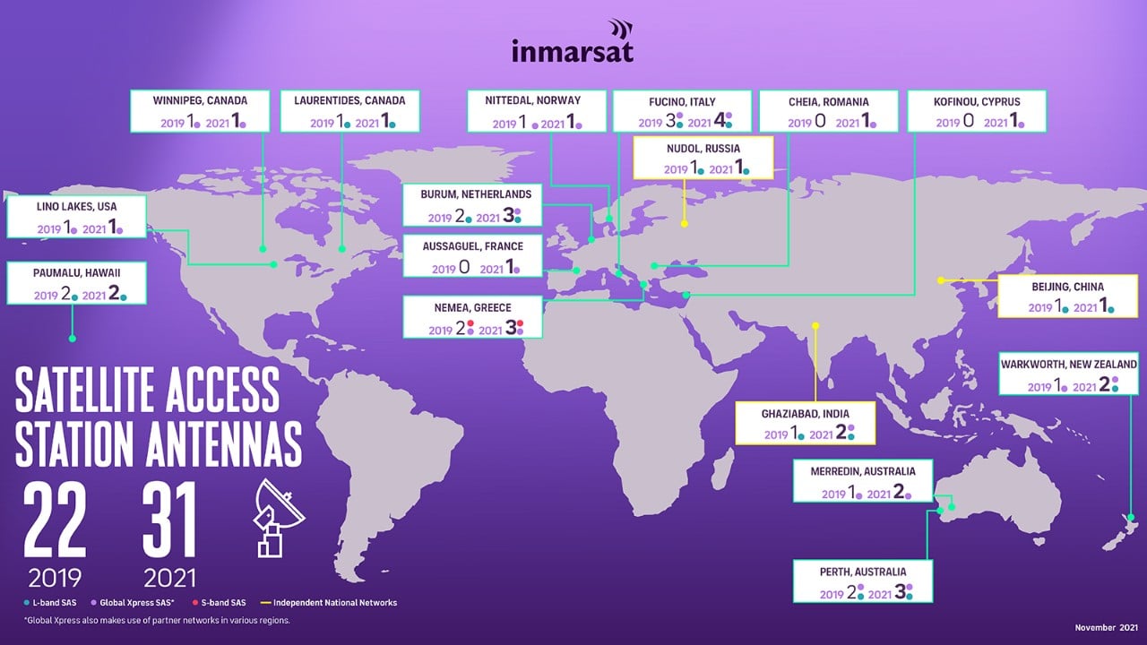 Inmarsat - Satellite Access Stations map