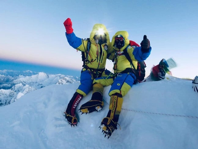 Joe and Scott from 65 Degrees North reach the Everest summit