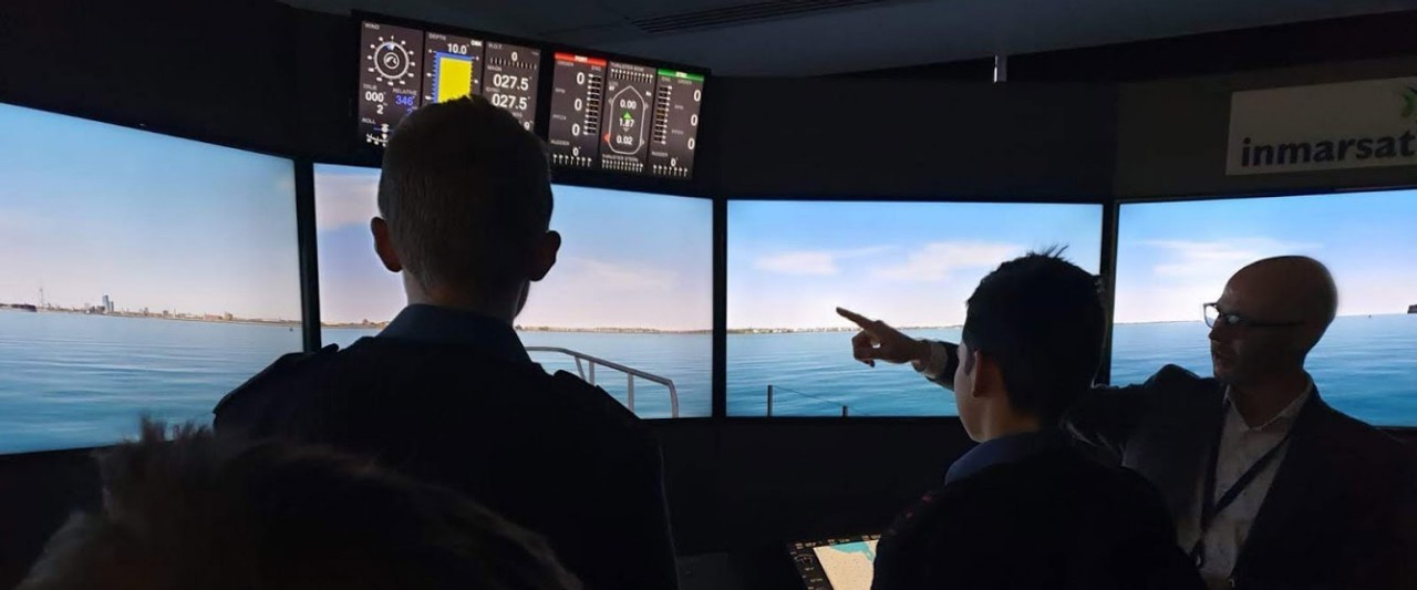 Cadets visiting the Inmarsat Maritime Simulator