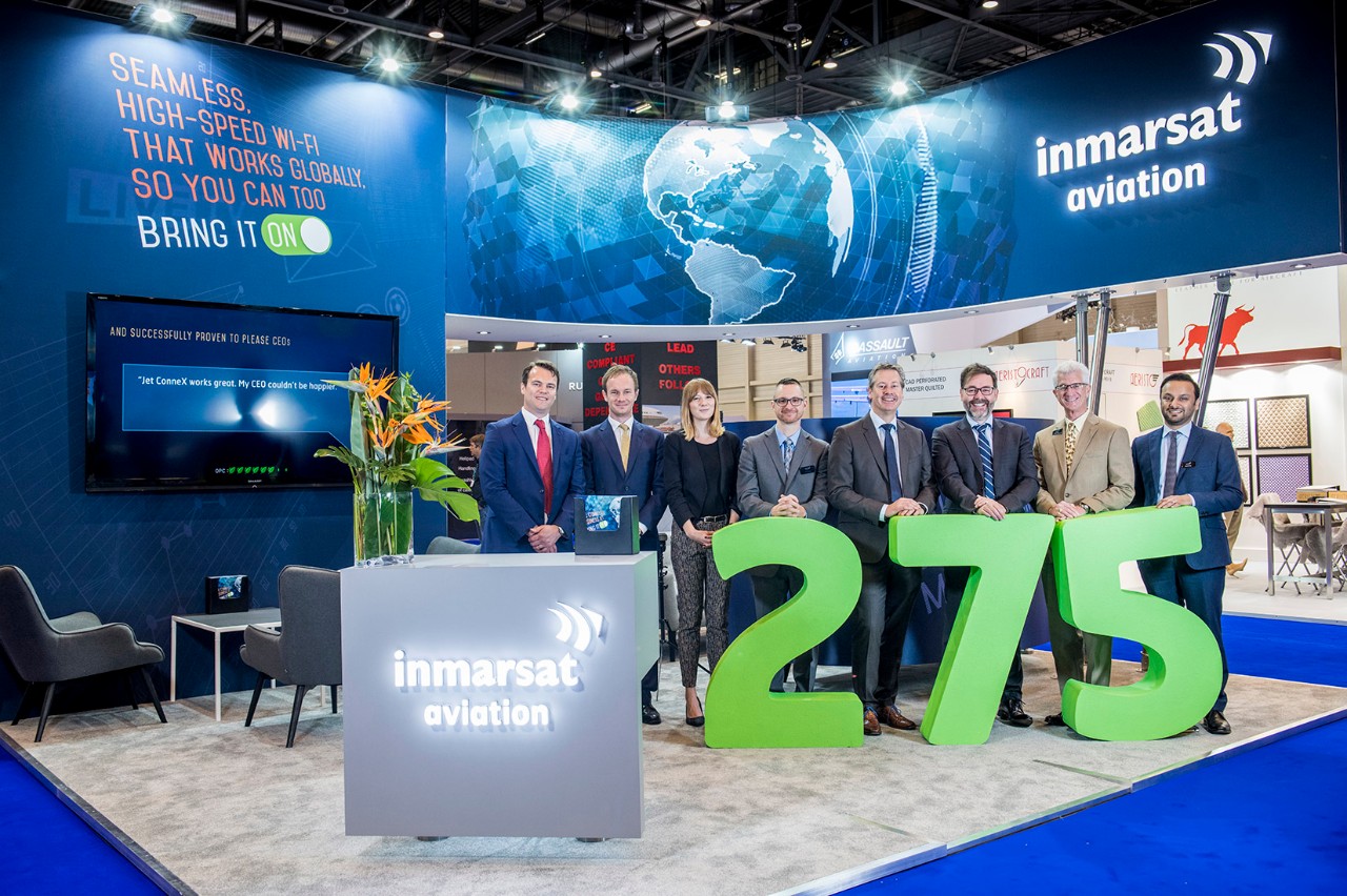 EBACE Stand and Team celebrating 275 Jet ConneX activated aircraft