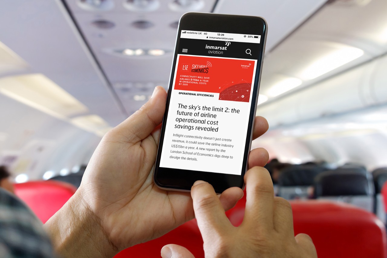 Web page displayed on a mobile phone onboard an aircraft