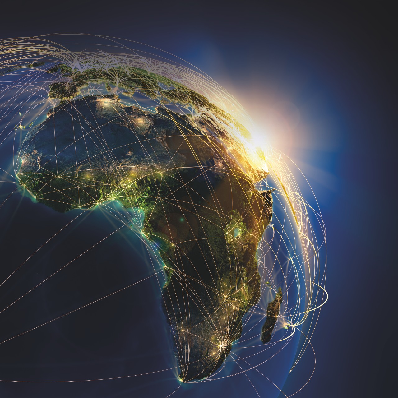 Representation of airline routes over Africa