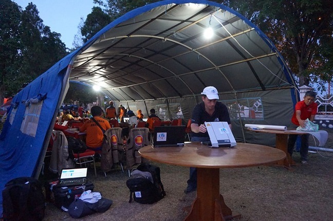 Télécoms Sans Frontières communications centre setup in Indonesia in 2018