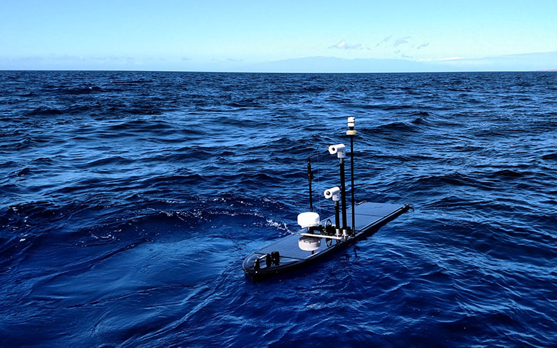 Liquid Robotics Wave Glider sea robot on surface of the ocean