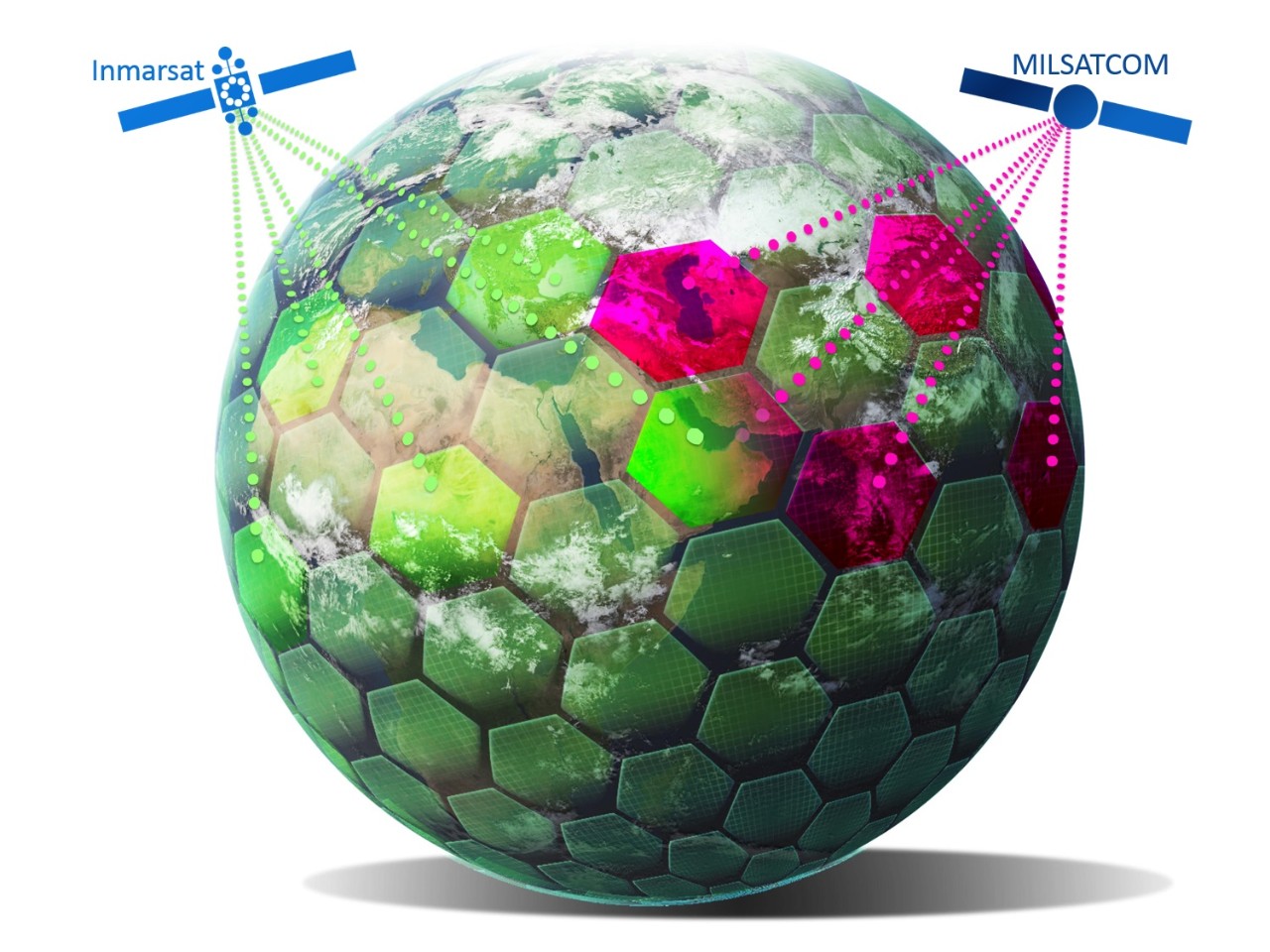 graphic of globe with satellites 