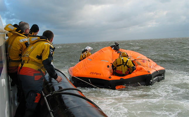 Life raft in action
