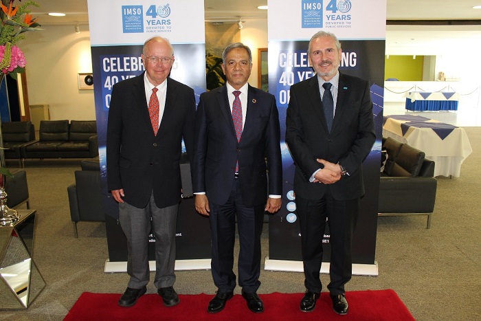 From Left to Right: First Director General of IMSO/INMARSAT Olof Lundberg, Current Director General Captain Moin Ahmed and former Director General Captain Esteban Pacha.