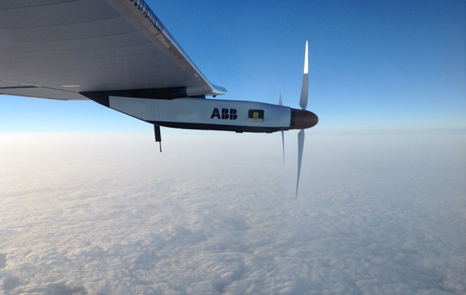 Looking across the wing on the final afternoon of the flight