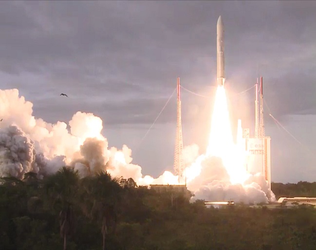 Lift off of the Arianne rocket with the Inmarsat S-band payload