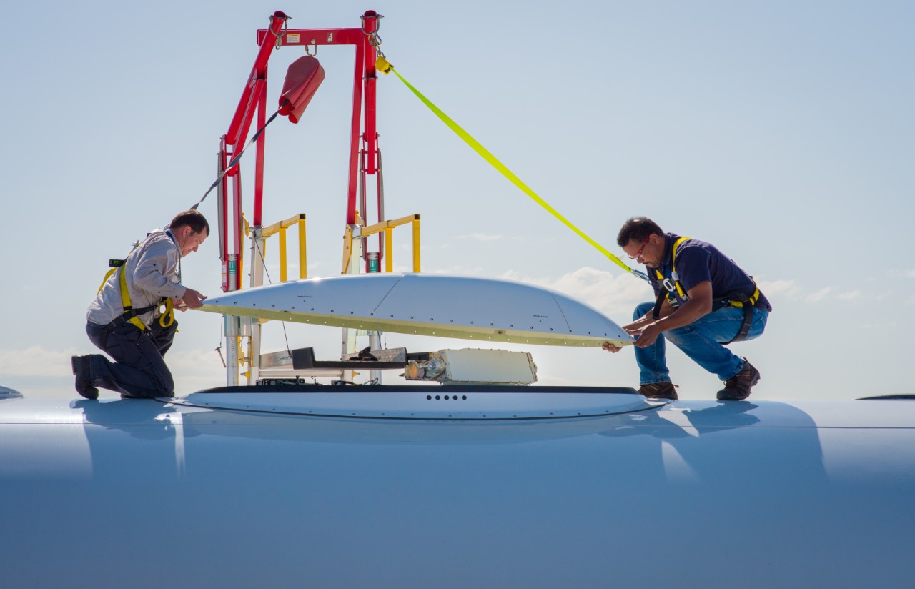 GX Aviation JetWave hardware being installed on the Honeywell test aircraft