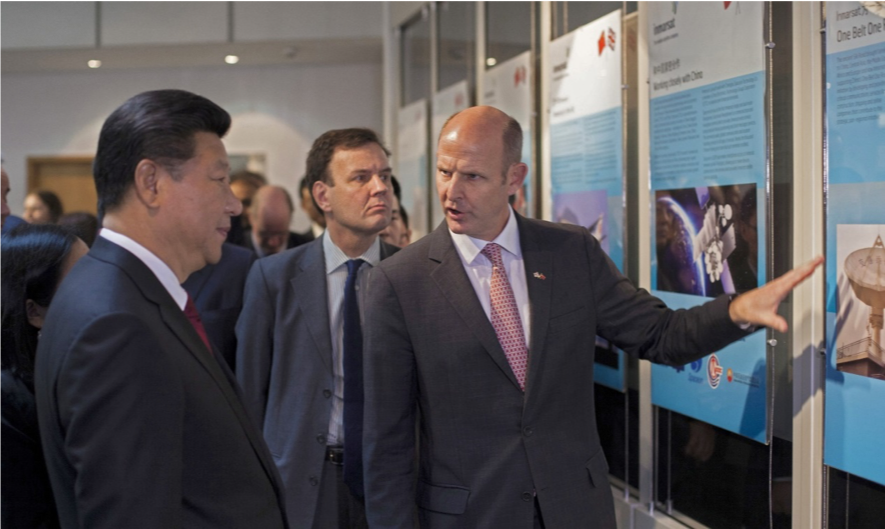 From left to right: President Xi Jinping, Rt Hon Greg Hands MP, Chief Secretary to the Treasury, Rupert Pearce, CEO of Inmarsat