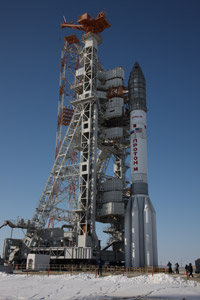 GX2 sits atop the Proton-M launch vehicle in final preparations before launch