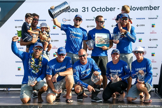 Vestas 11th Hour Racing, winners of Leg 1, receiving their prizes