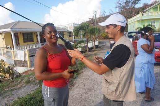TSF workers offering free satellite phone calls to the victims of Hurricane Maria