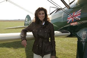 Tracey Curtis with her reconditioned biplane