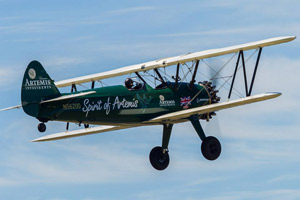 Tracey Heath in her bi-plane
