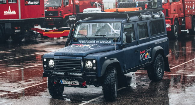 Red Bull Content Pool Land Rover equipped with Inmarsat satcom connectivity 