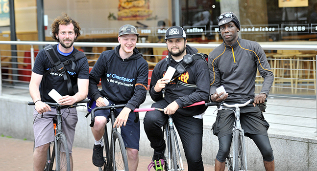 Gopher bicycle couriers equipped with Inmarsat LoRa trackers