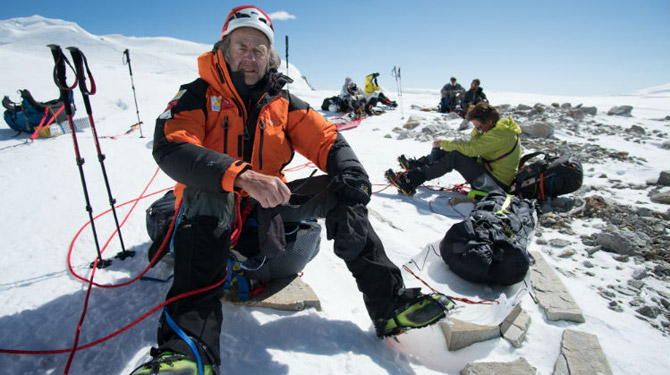 Sir Ranulph Fiennes on one of his recent expeditions to the poles