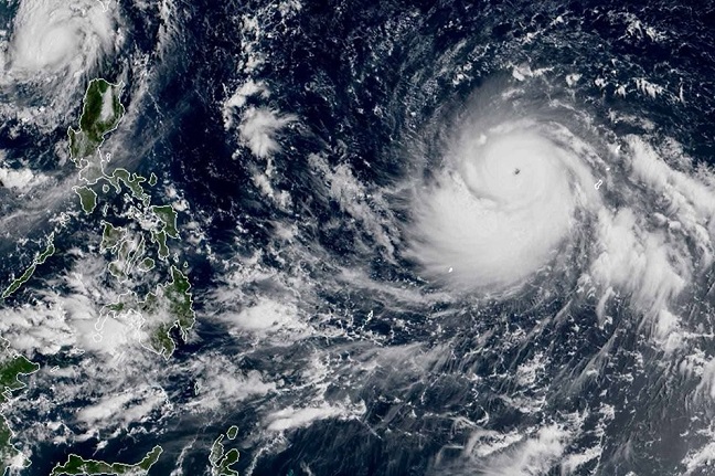 Satellite image of Super Typhoon Mangkhut approaching the Philippines