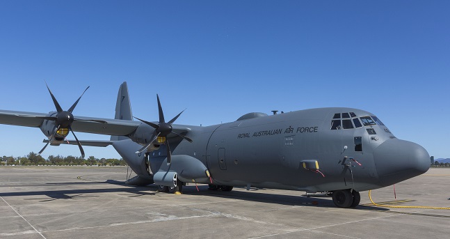 The new Ka-Band SATCOM fitted to a C-130J Hercules A97-448 from No. 37 Squadron.