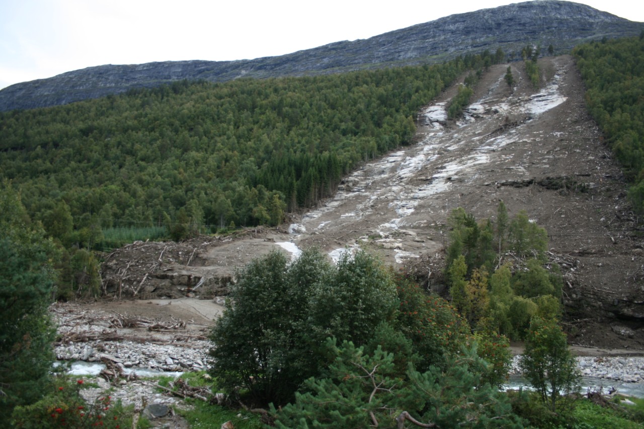 Landslide in 2011 at Romsdalen, Norway. Photo Credit: Knut Stalsberg