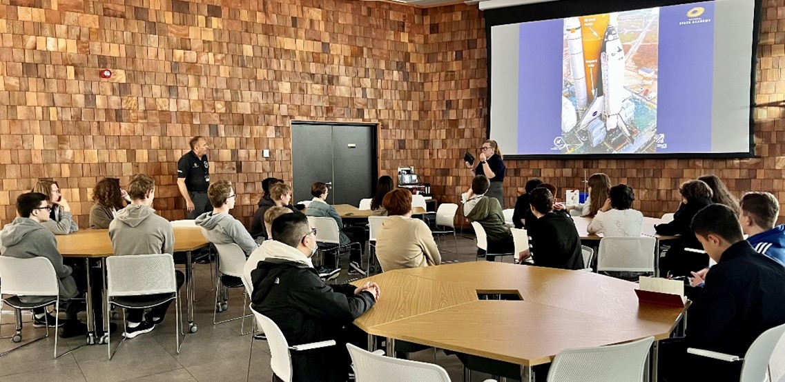 Year 12 students from the 2022 Space Camps taking a class in materials used on rockets and spacecraft.