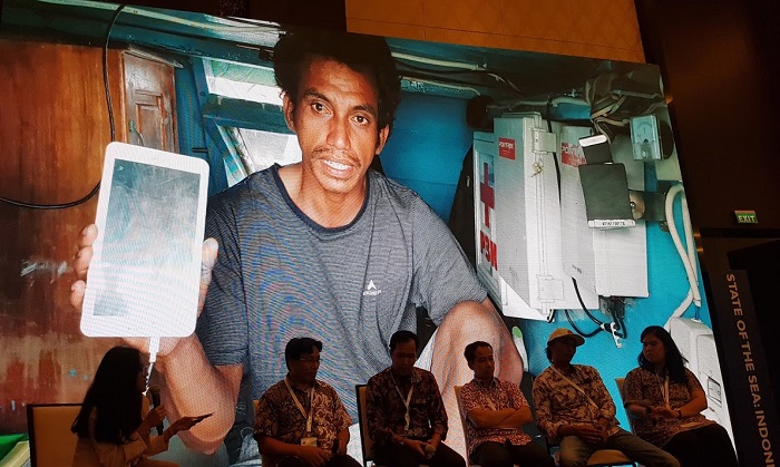 Indonesian fisher connected at sea through our IPP project