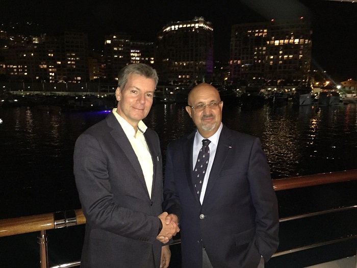 Image shows: Rob Myers, Senior Director, Large Yacht and Passenger, Inmarsat Maritime and Dr. Ilhami Aygun, President & CEO, SSI-Monaco