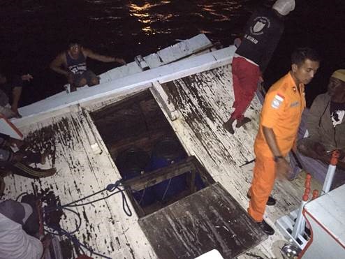 The damage caused to the fishing boat Rizki Jaya 03