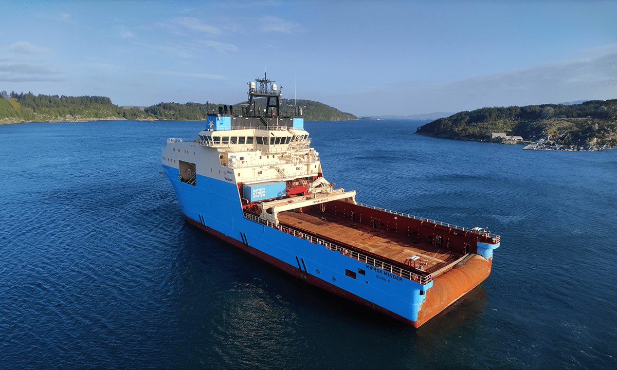 The Maersk Minder vessel operating off the coast of Bergen