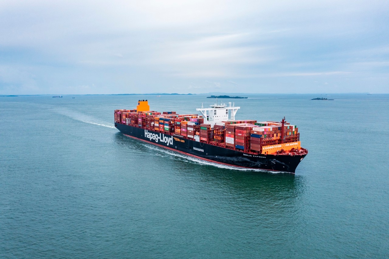 A Hapag-Llyod container ship at sail