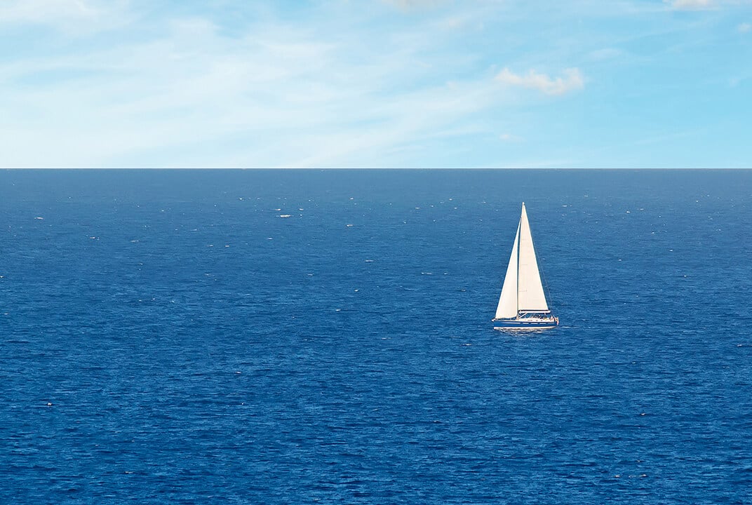Sail yacht on the ocean
